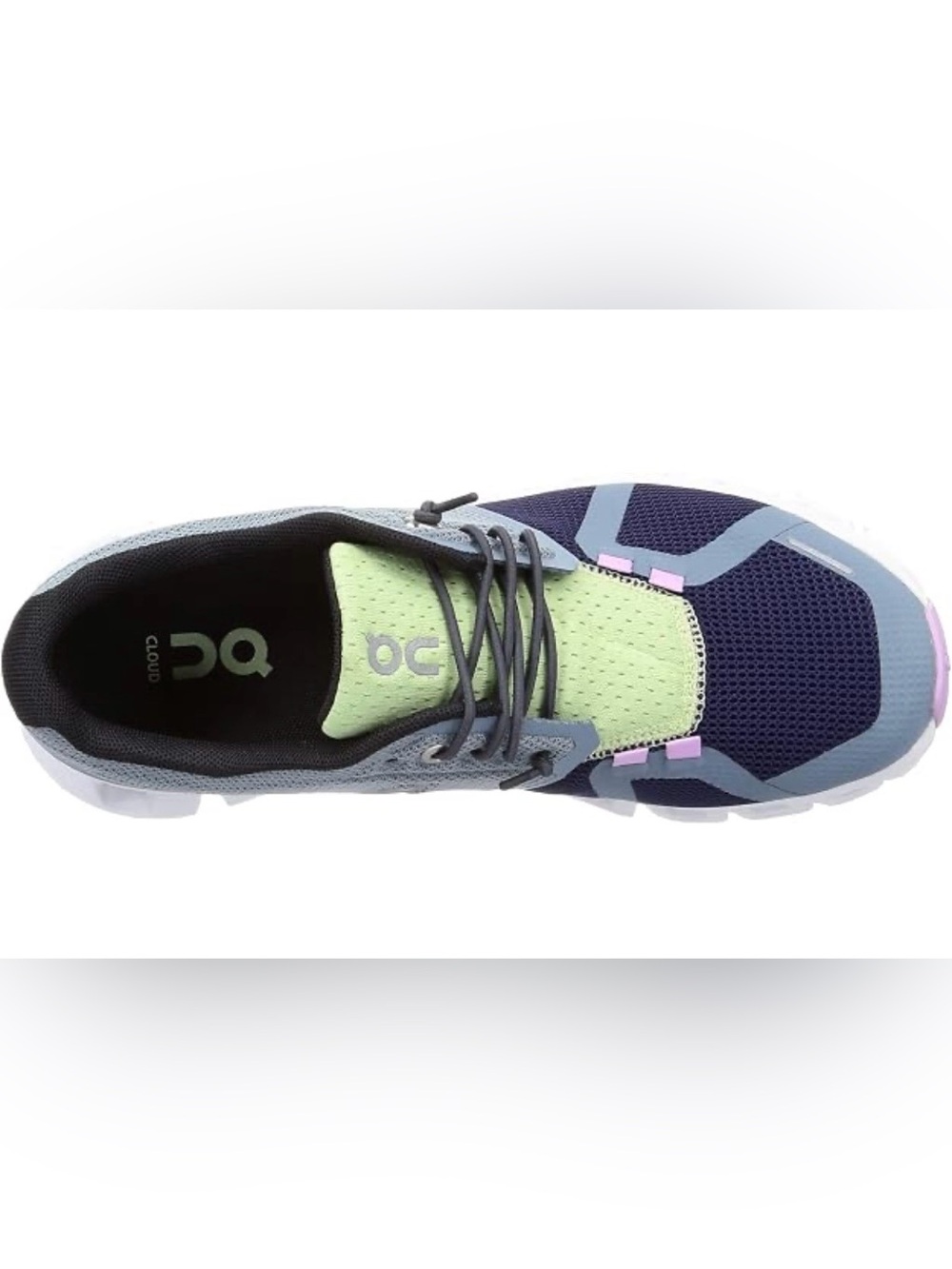 Women’s On Running Cloud 5 Push in Navy, Light Blue and Mint with Pink Accent
